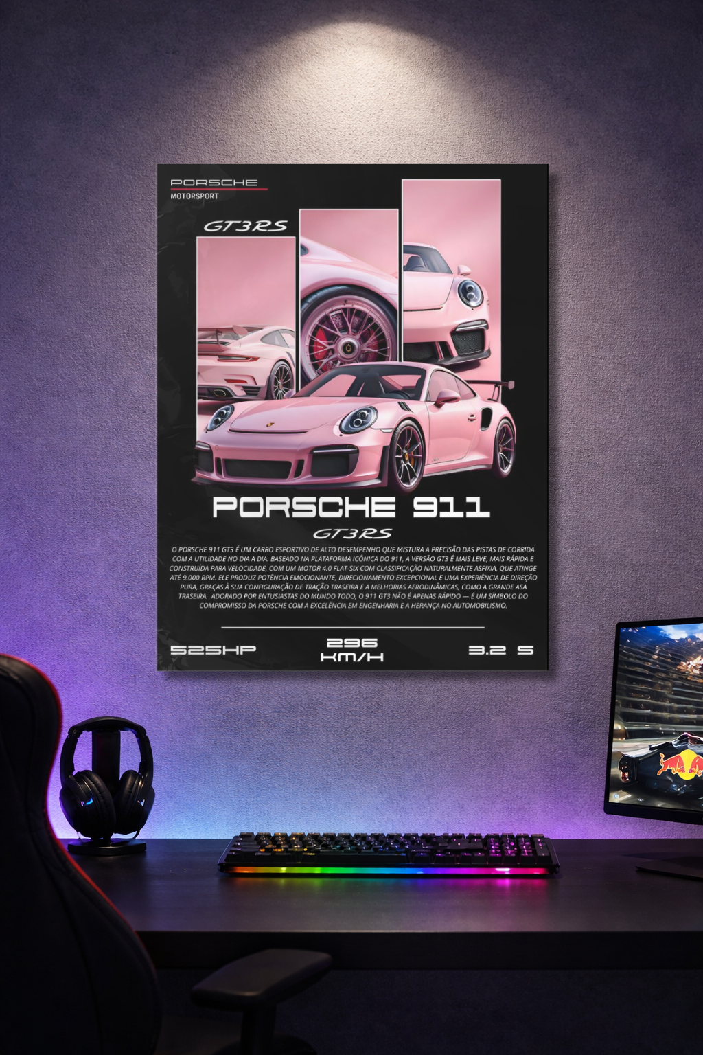 Porsche 911 GT3 RS Aesthetic Acrylic Poster