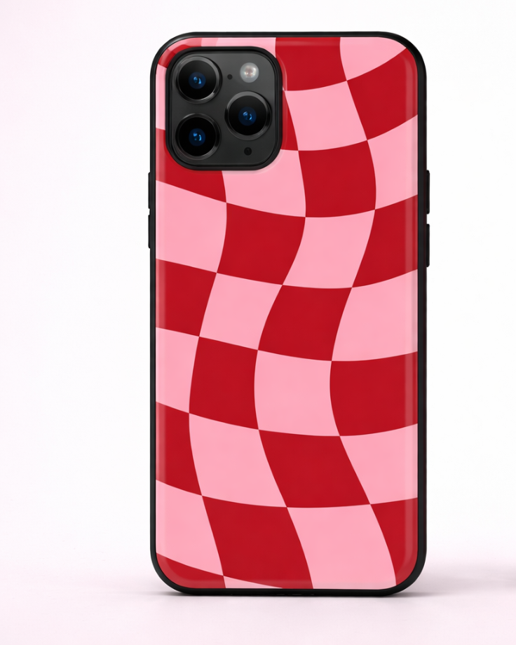 Red Wave Checker Aesthetic Phone Case