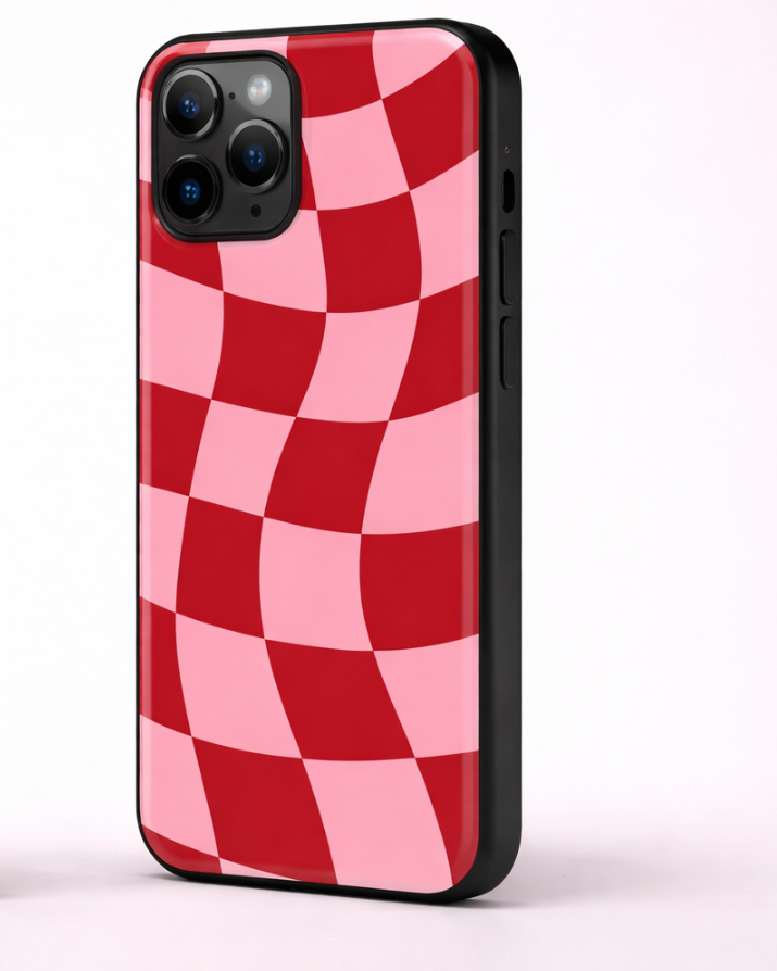 Red Wave Checker Aesthetic Phone Case