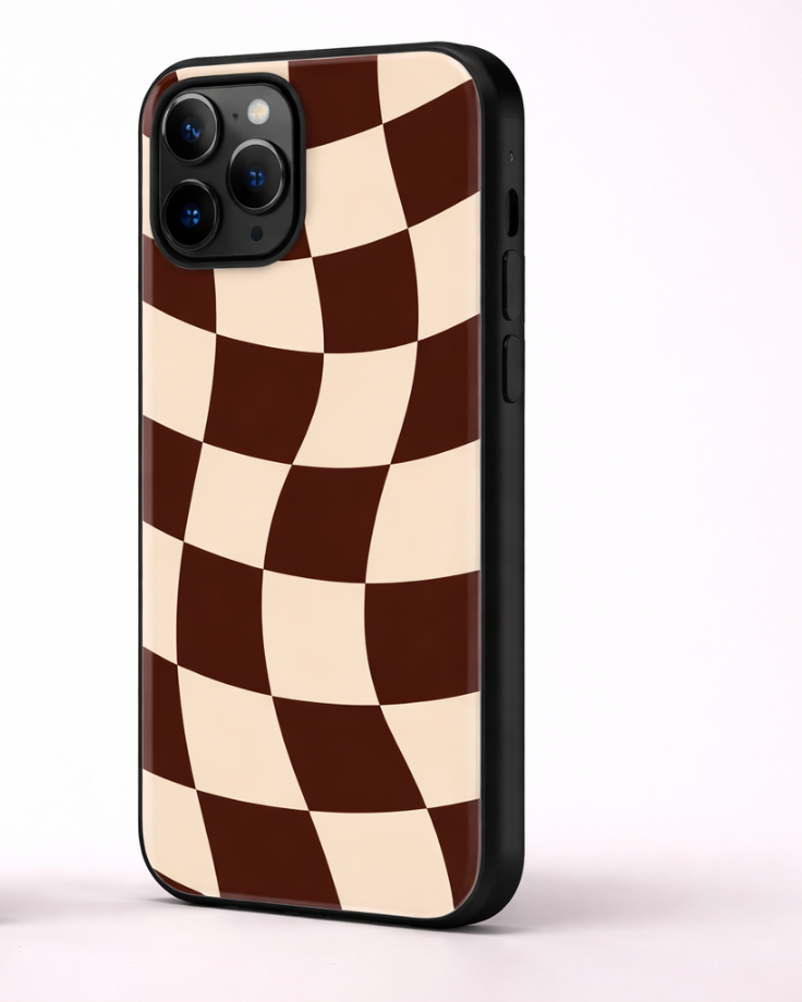 Brown Wave Checker Aesthetic Phone Case