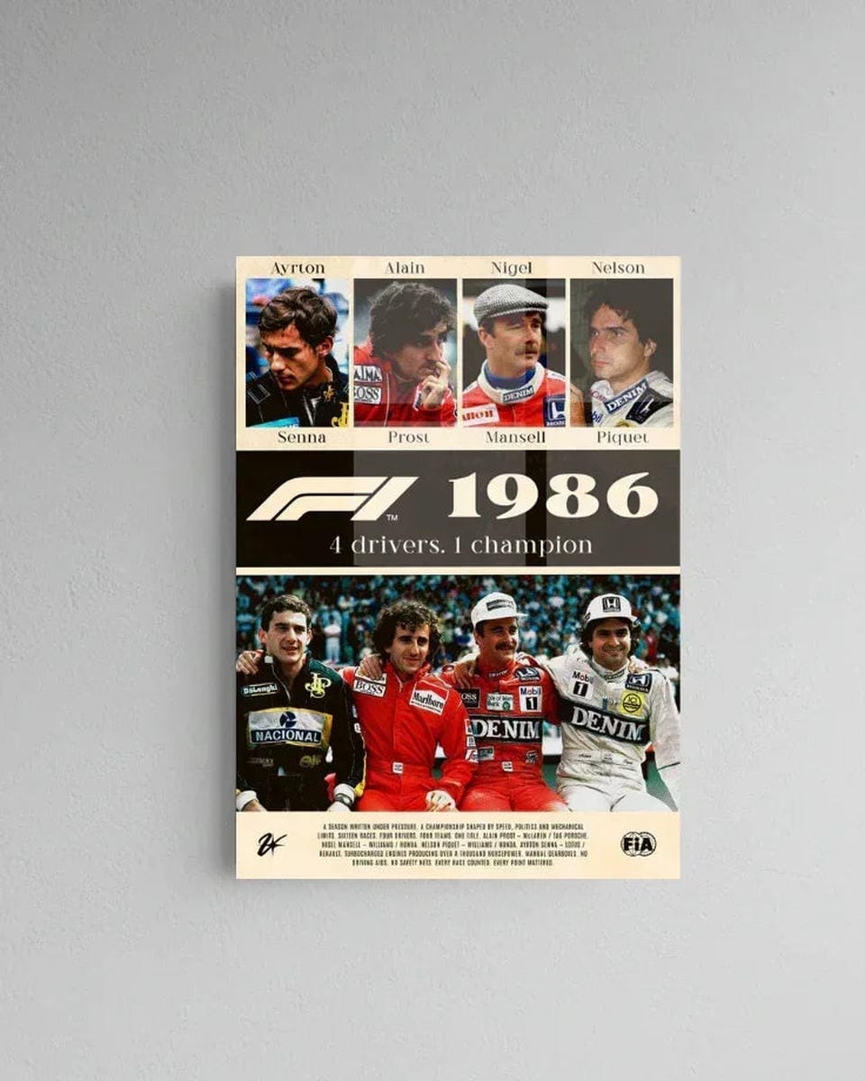F1 1986 Championship Acrylic Wall Poster