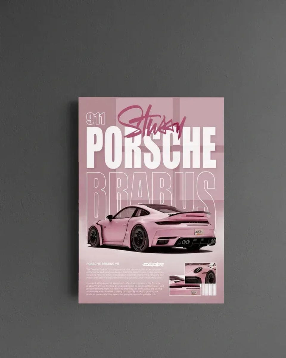 Porsche Pink Acrylic Wall Poster