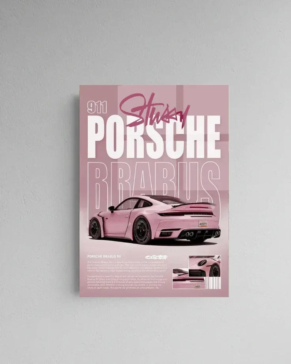 Porsche Pink Acrylic Wall Poster
