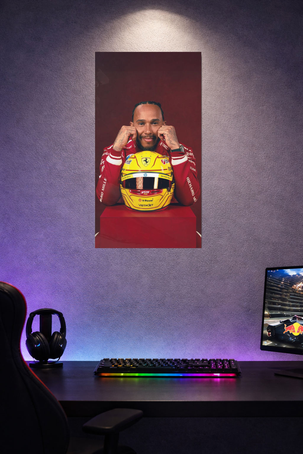 Lewis Hamilton Ferrari Portrait Acrylic Poster