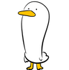 Cartoon duck with a yellow beak on a white background
