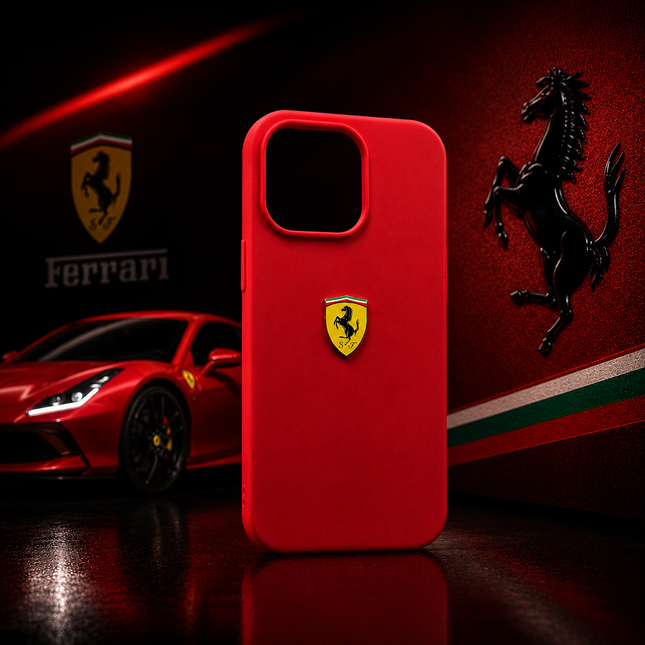 Ferrari Shield Silicone Case – Rosso Red