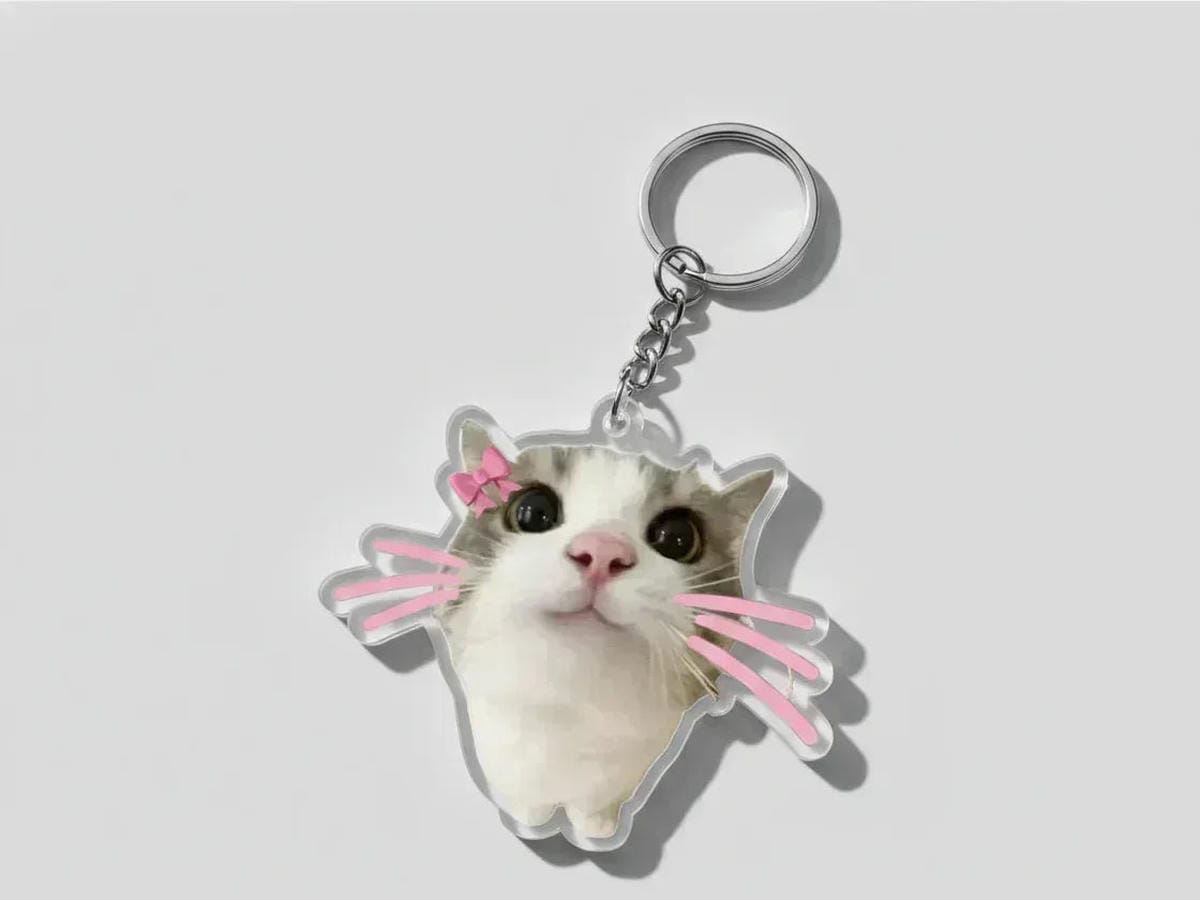 "Beluga" Sad Cat Meme Keychain