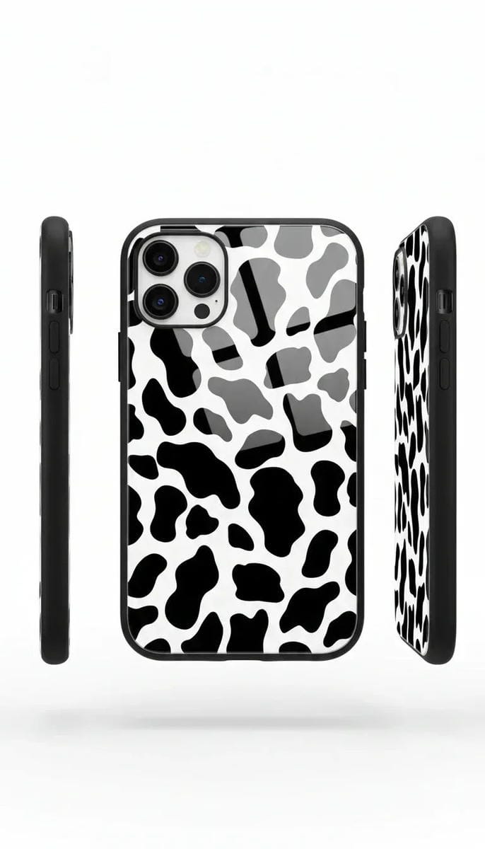 Monochrome Muse Cow Print Glass Case