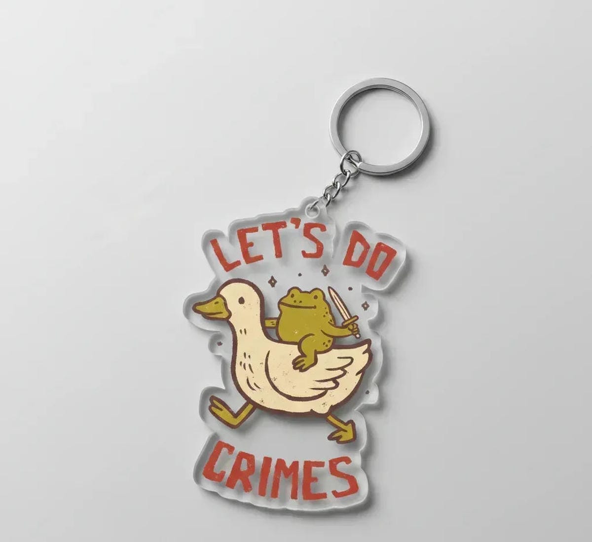 "Let's Do Crimes" Frog Keychain