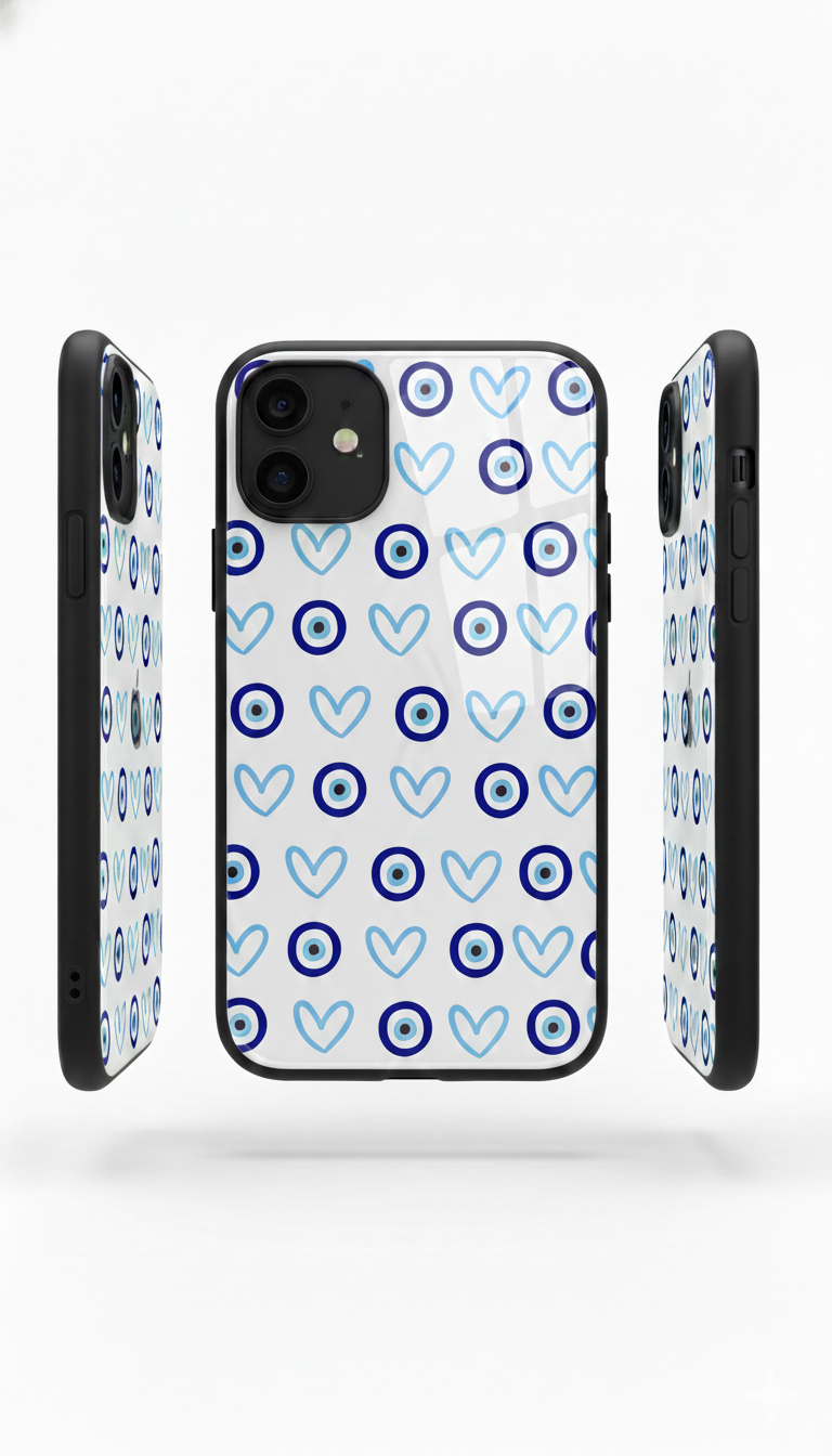 Blue Aura Heart Glass Case