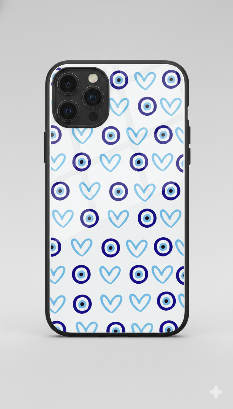 Blue Aura Heart Glass Case