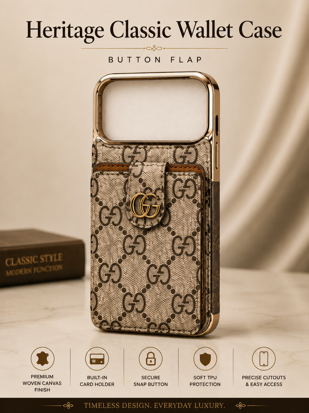 Heritage Stripe Classic Wallet Case – Button Flap