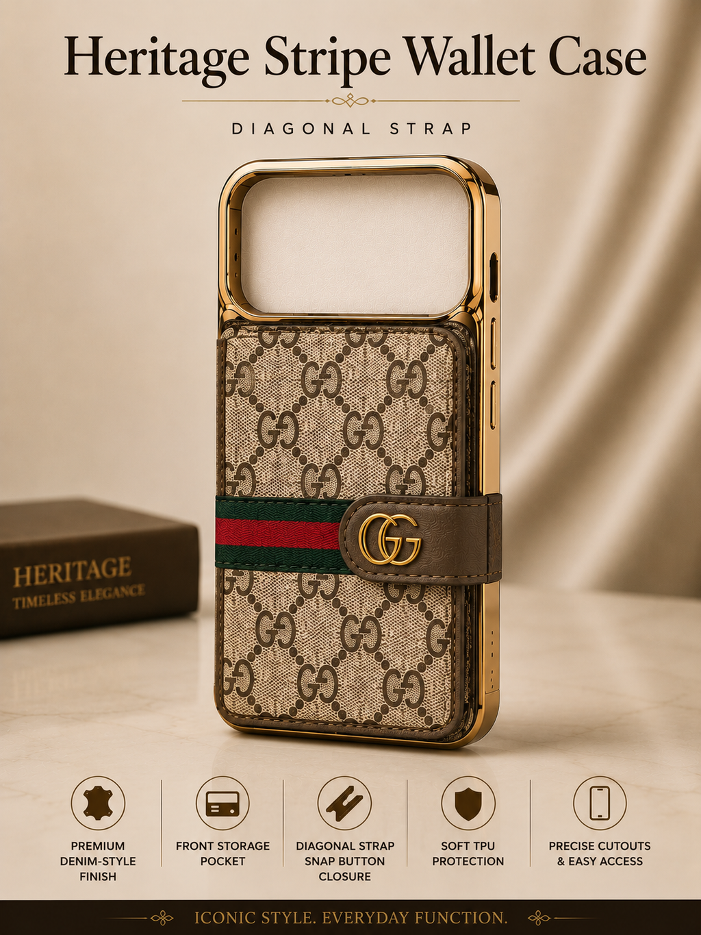 Heritage Stripe Wallet Case – Diagonal Strap