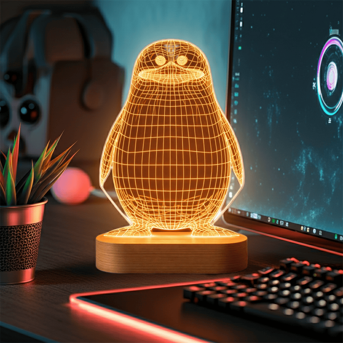 3D Pingu Penguin Lamp