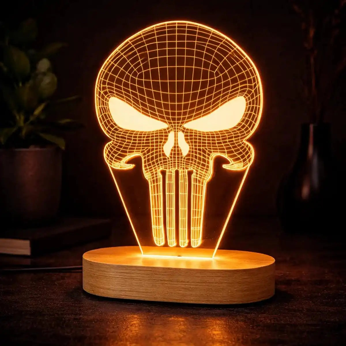 3D Skull Hippy Lamp